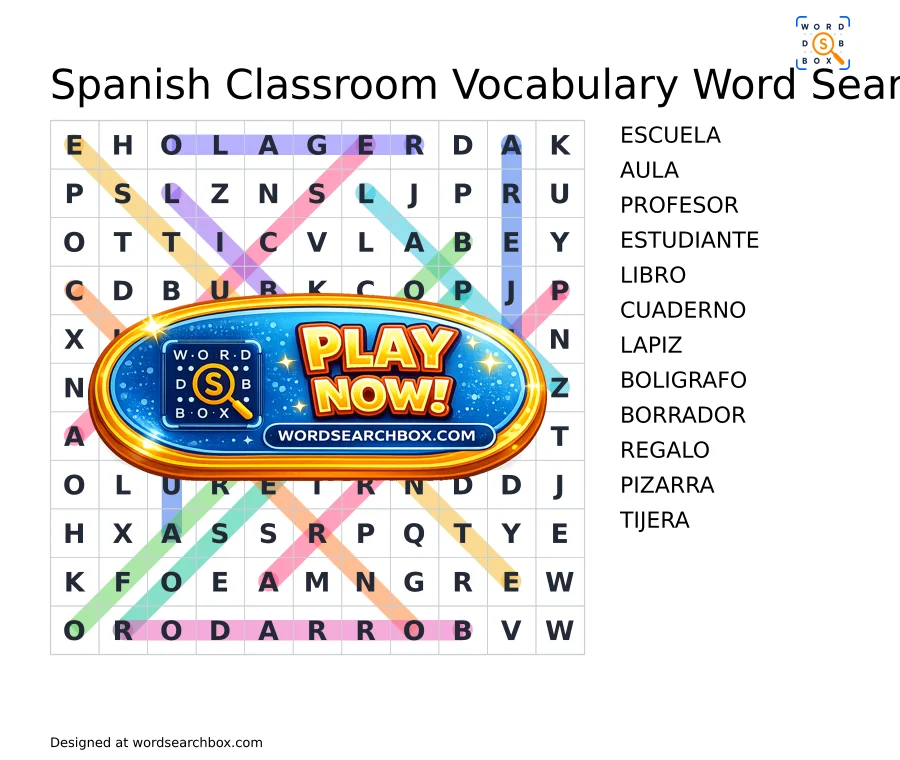Spanish Classroom Vocabulary Word Search Puzzles | Free Printable ...